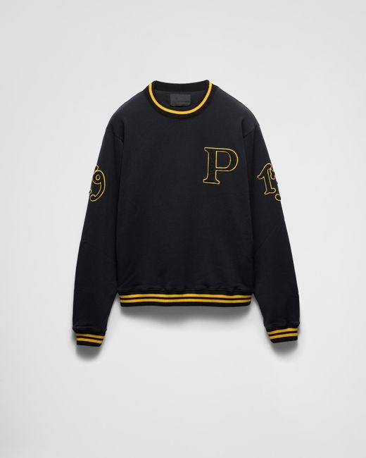 Sweat En Coton À Patch Logo Prada pour homme en coloris Blue