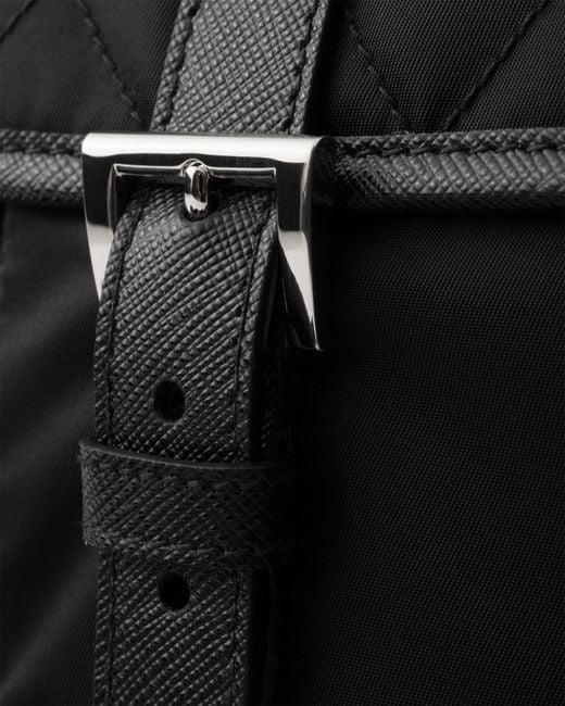 Prada Black Large Quilted Re-Nylon Shoulder Bag With Saffiano Trim