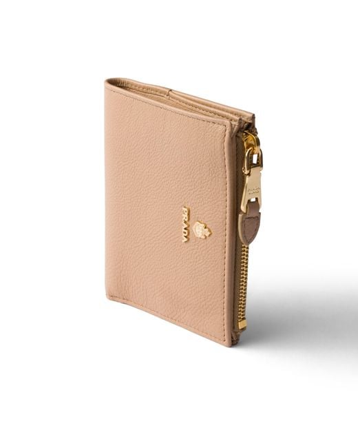 Prada White Small Leather Wallet, Sand