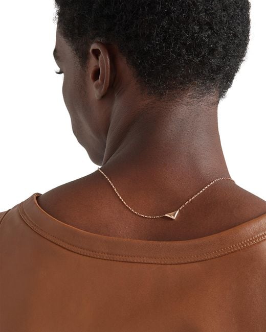 Prada White Eternal Gold Necklace In Pink Gold With Nano Triangle Pendant