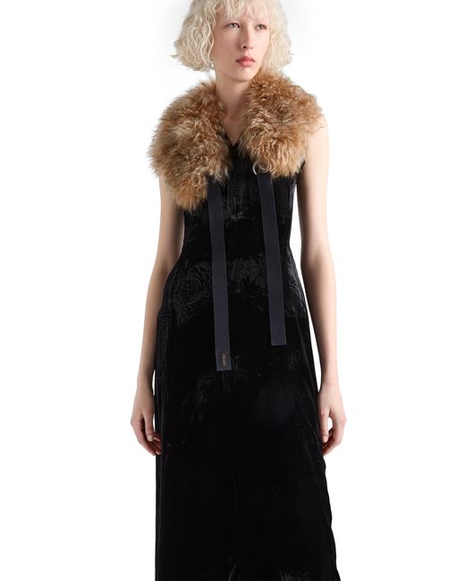 Prada Black Crushed Velvet Dress