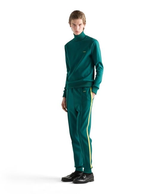Prada Green Technical Fabric Turtleneck Sweatshirt for men