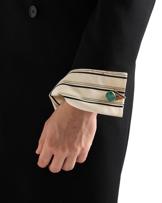 Prada Green Metal And Semi-Precious Stone Cufflinks, Malachite/Tiger Eye for men