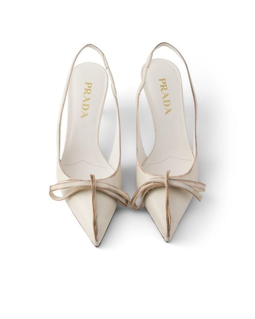 Prada White Leather Slingback Pumps