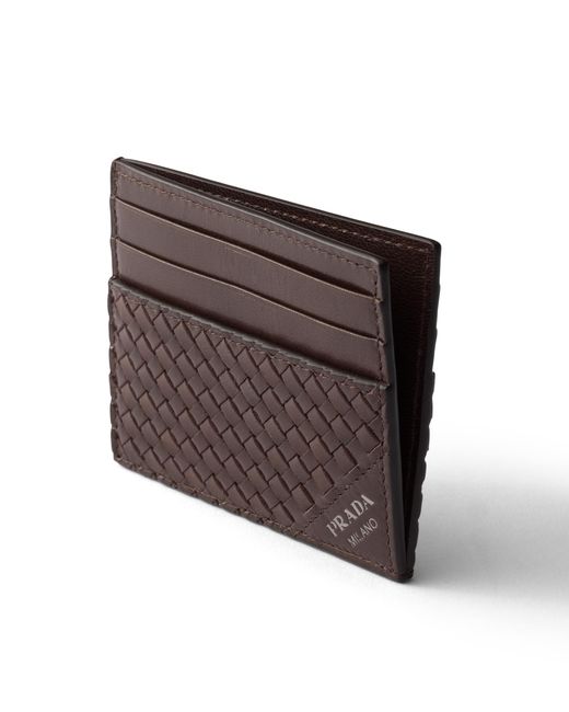 Prada White Leather Card Holder, Sienna for men