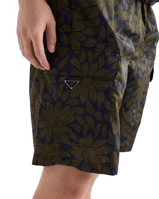 Prada Multicolor Printed Re-Nylon Swim Trunks for men