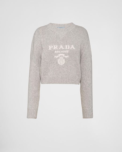 Prada White Wool And Cashmere Crew-Neck Sweater