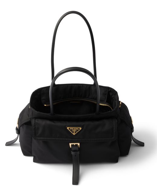 Prada Black Explore Medium Tote Bag Aus Re-Nylon Und Leder, Damen