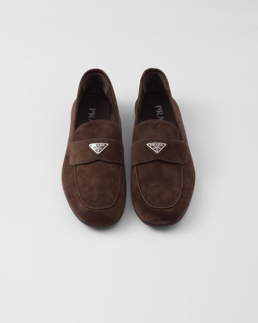 Prada Brown Suede Loafers for men