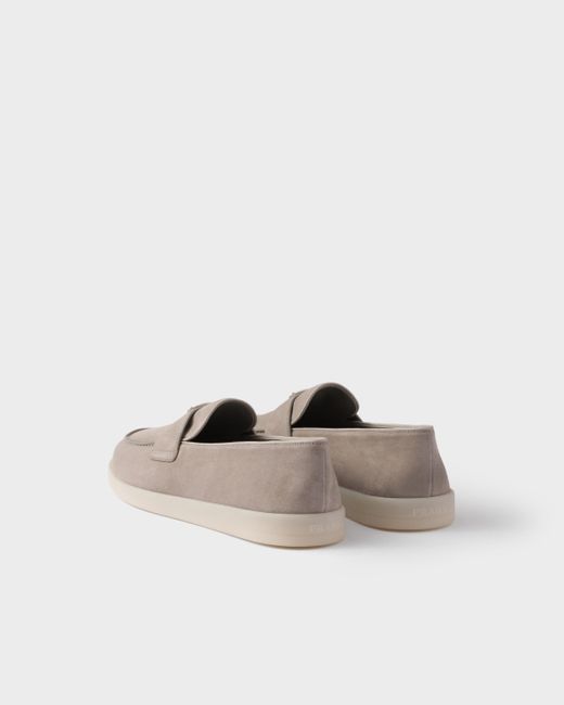 Prada Loafer Aus Wildleder in White für Herren