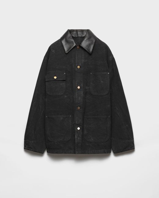 Veste De Travail En Toile Prada en coloris Black