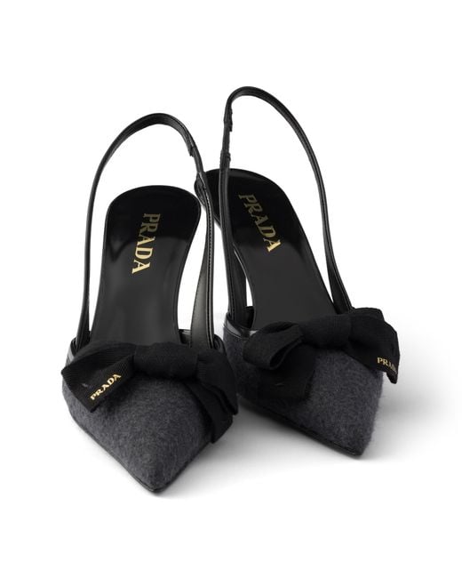 Prada White Fabric Slingback Pumps, Anthracite