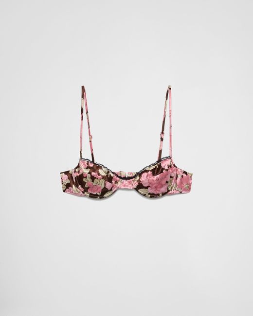Prada Pink Printed Satin Bra