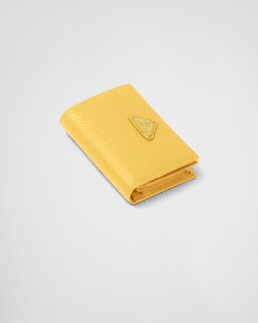 Prada Yellow Small Saffiano Leather Wallet