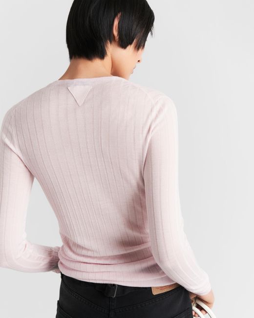 Prada Pink Cashmere And Silk Crew-Neck Sweater