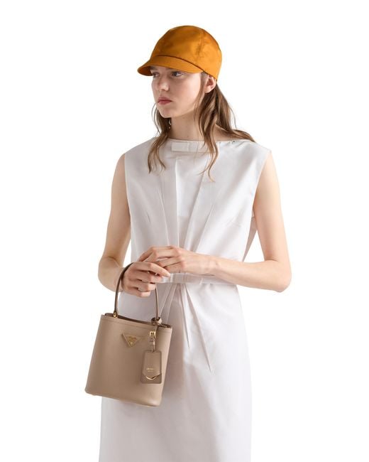 Prada White Panier Mini Saffiano Leather Bag