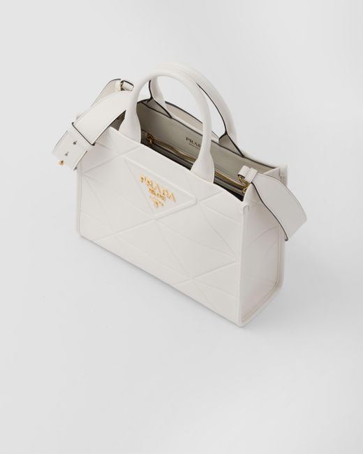 Prada Natural Small Leather Symbole Bag With Topstitching
