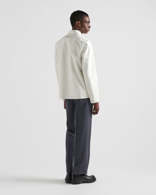 Prada White Leather Blouson Jacket for men