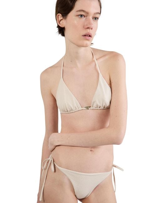Prada White Jersey Bikini Bottom With Rhinestones
