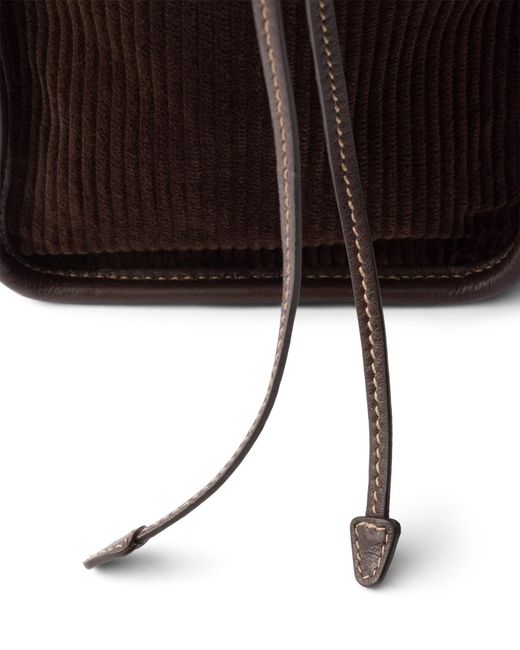 Prada Black Bonnie Extra Large Corduroy And Leather Handbag