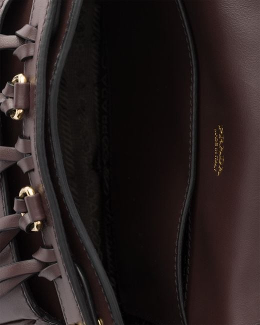Prada Black Corsaire Corduroy And Leather Mini Shoulder Bag, Ebony