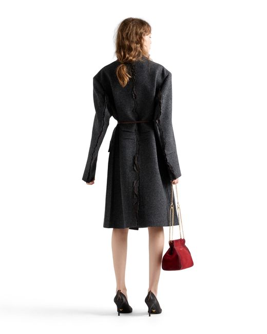 Prada Black Single-Breasted Shetland Wool Coat