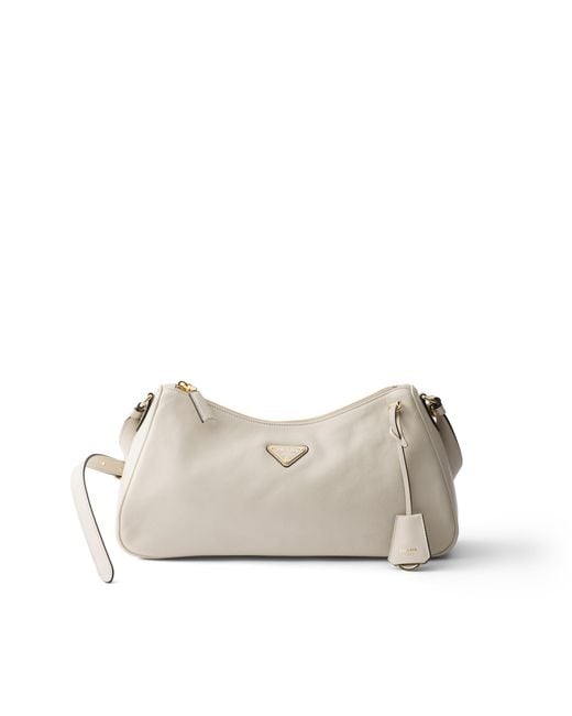 Prada Natural Aimée Large Nappa Leather Bag, Chalk N