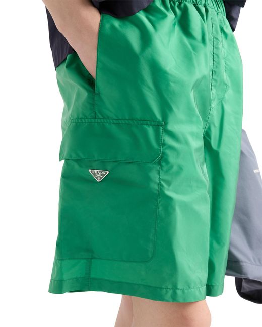 Prada Green Re-Nylon Swim Trunks for men