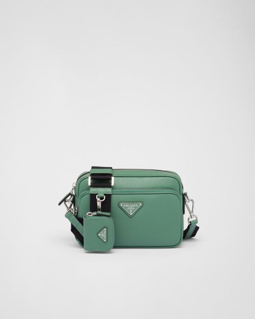 Prada Green Saffiano Leather Shoulder Bag for men