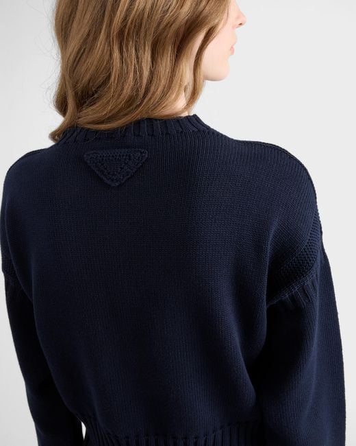Prada Blue Oversized Cotton Sweater