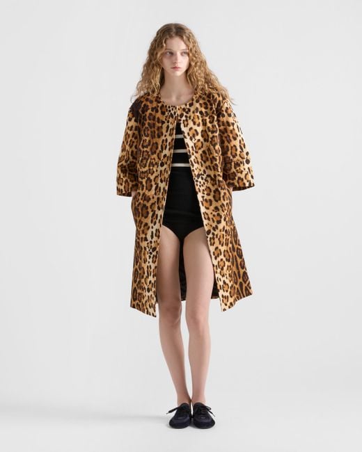 コート Prada Single-breasted overcoat in animalier drill Prada Single-breasted overcoat in animalier drill - Women