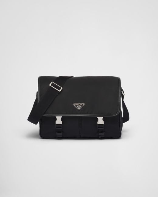 Prada Black Re-nylon And Saffiano Leather Shoulder Bag for men