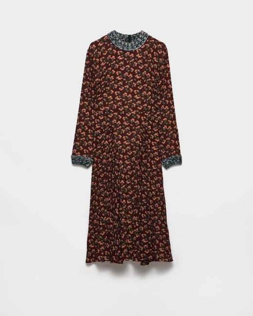Prada Brown Printed Georgette Dress