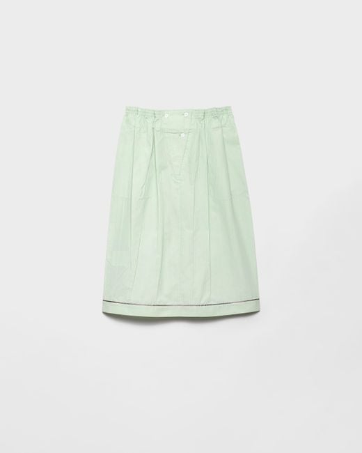 Jupe Mi-Longue En Coton Prada en coloris Green