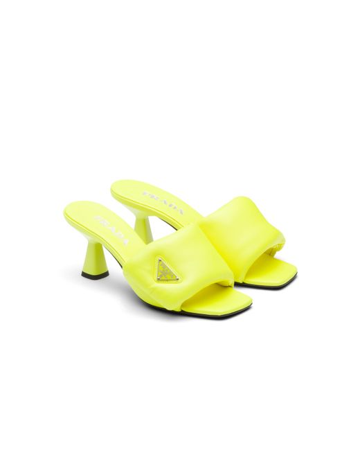Soft Padded Nappa Sandals Prada en coloris Yellow