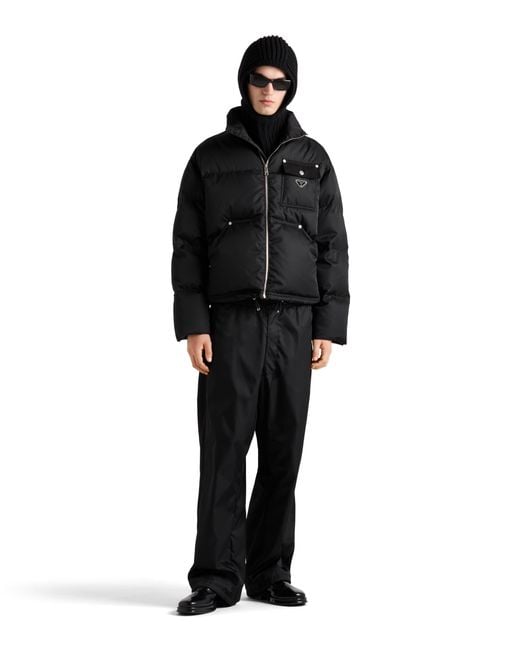 Prada Black Cropped Recycled Nylon Down Jacket for men