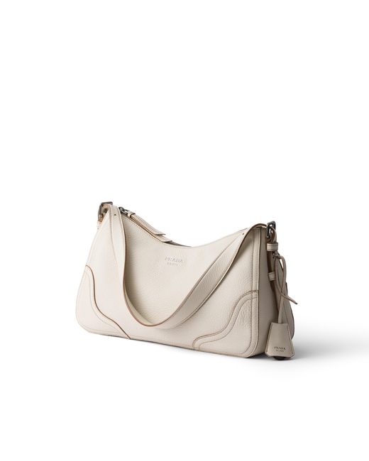 Prada Natural Aimèe Large Leather Shoulder Bag