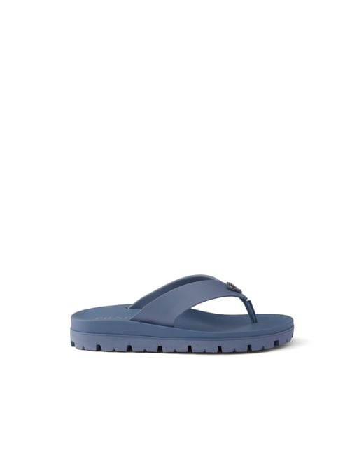 Prada Blue Rubber Thong Sandals, Size 9 for men