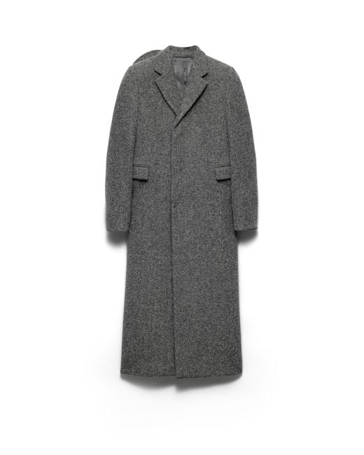 Prada Gray Single-Breasted Wool Coat, Slate for men