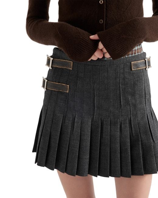 Prada Black Wool Pleated Mini Skirt
