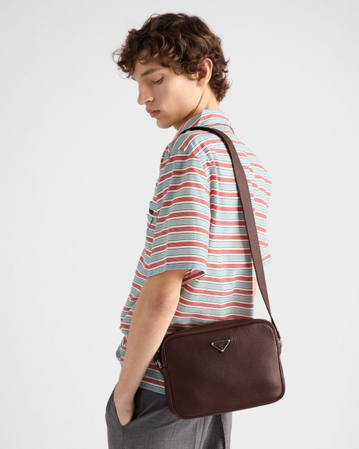 Prada Brown Leather Shoulder Bag for men