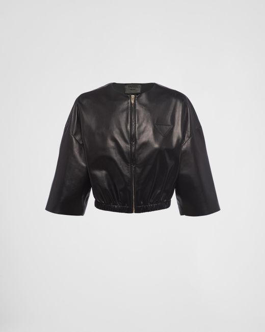 Prada Black Nappa Leather Bomber Jacket