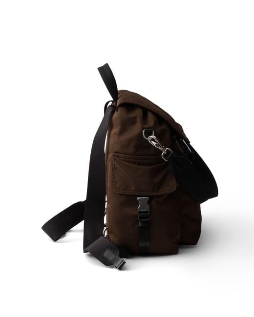 Prada Black Explore Re-Nylon And Leather Backpack for men