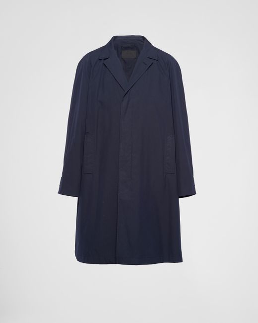 Prada Blue Cotton-Blend Overcoat for men