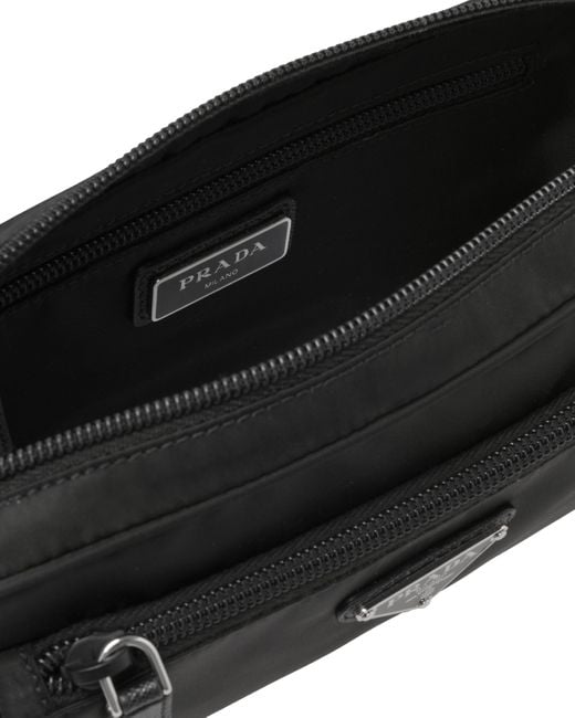 Prada Black Re-Nylon And Saffiano Leather Belt Bag for men