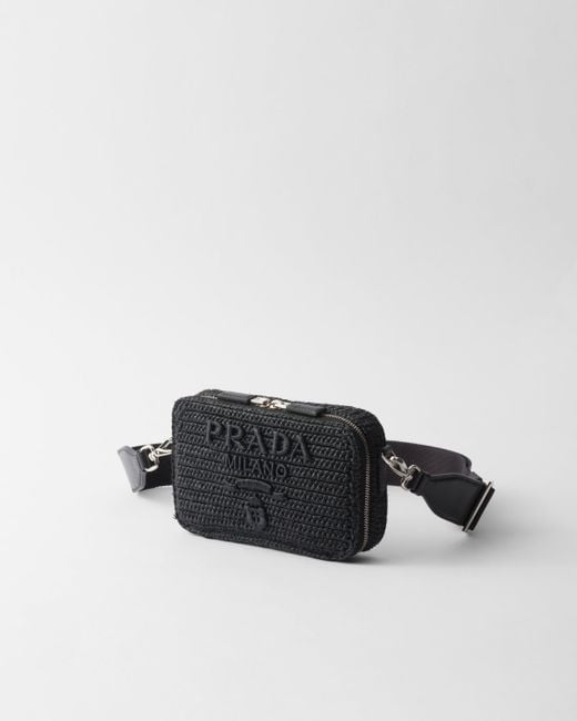 Prada Black Brique Woven Fabric Bag for men