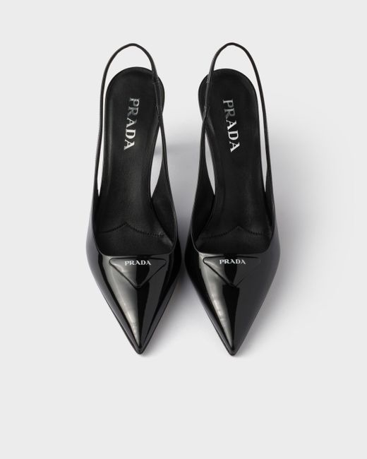 Prada Black Slingback-Pumps Aus Lackleder