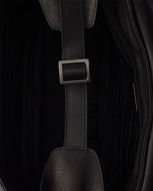 Prada Black Leather Messenger Bag for men