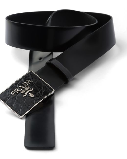 Prada Black Saffiano Leather Belt for men