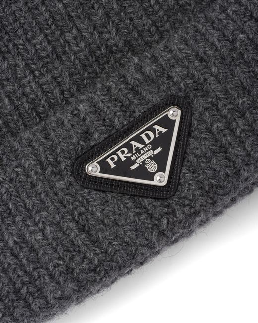Prada Strickmütze Aus Wolle in Black für Herren